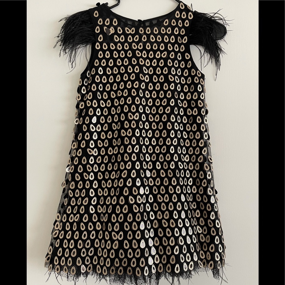 Feather trim girls dress